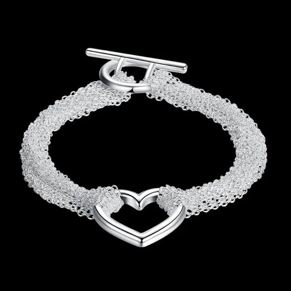 The Mesh Chain Heart Toggle Bracelet 925 - Picture 5 of 14